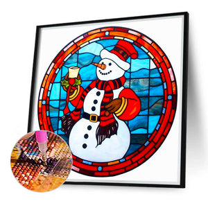 Christmas Toast Snowman 40*40CM(Canvas) Full Round Drill Diamond Painting