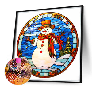 Christmas Exterior Snowman 40*40CM(Canvas) Full Round Drill Diamond Painting