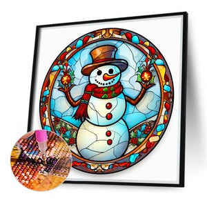 Christmas Snowman Holding Christmas Balls 40*40CM(Canvas) Full Round Drill Diamond Painting