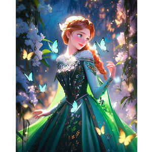 Frozen Princess Anna And Butterfly 40*50CM(Canvas) Full Round Drill Diamond Painting