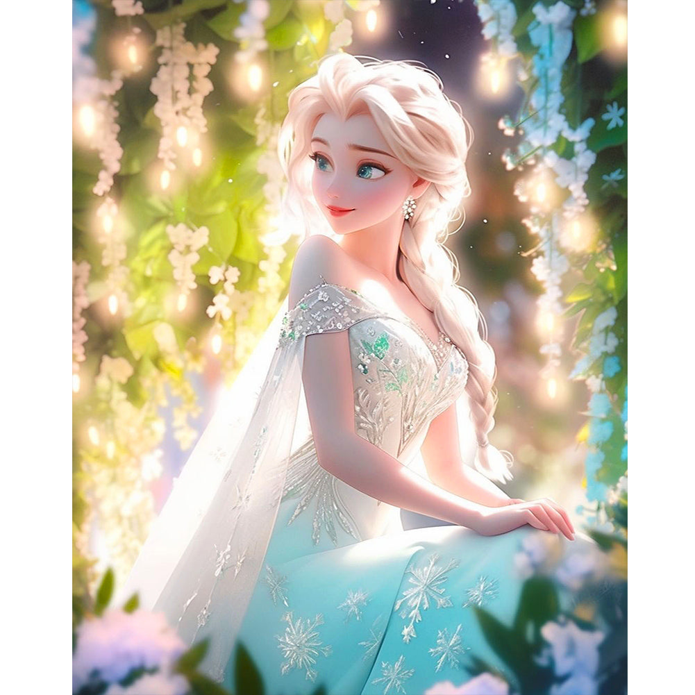 Frozen Princess Elsa And Flowers 40*50CM(Canvas) Full Round Drill Diamond Painting