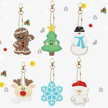 Load image into Gallery viewer, Full Drill Keyring Double Sided Special Shape (6pcs Xmas Snowman Snowflak)

