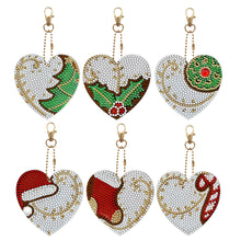 Load image into Gallery viewer, Full Drill Keyring Double Sided Special Shape (6pcs Xmas Heart)
