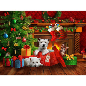 Christmas Puppy 40*30CM(Canvas) Full Square Drill Diamond Painting