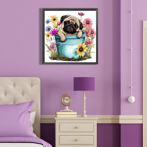 Pug Dog 40*40CM(Canvas) Full Round Drill Diamond Painting