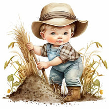 Load image into Gallery viewer, Farm Cowboy Kid 30*30CM(Canvas) Full Round Drill Diamond Painting
