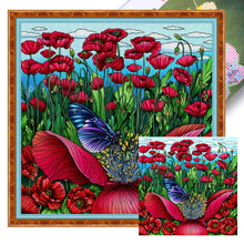 Load image into Gallery viewer, Stained Glass Poppy (50*50CM) 14CT 2 Stamped Cross Stitch
