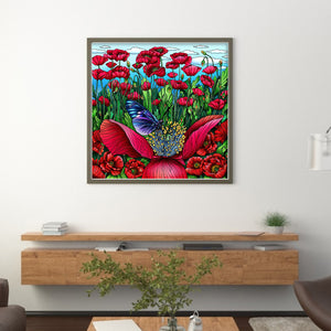 Stained Glass Poppy (50*50CM) 14CT 2 Stamped Cross Stitch