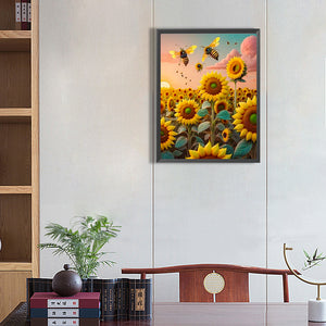 Sunflower 30*40CM(Picture) Full Square Drill Diamond Painting