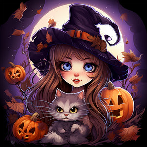 Halloween Witch 45*45CM(Picture) Full Square Drill Diamond Painting