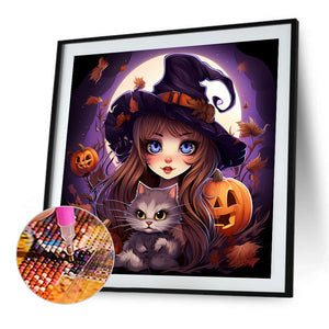 Halloween Witch 45*45CM(Picture) Full Square Drill Diamond Painting