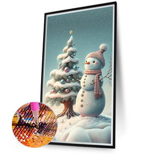 Snowman 40*70CM(Canvas) Full Round Drill Diamond Painting
