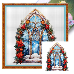 Window Grille-Christmas Elements (40*40CM) 14CT 2 Stamped Cross Stitch