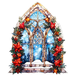 Window Grille-Christmas Elements (40*40CM) 14CT 2 Stamped Cross Stitch