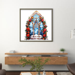 Window Grille-Christmas Elements (40*40CM) 14CT 2 Stamped Cross Stitch