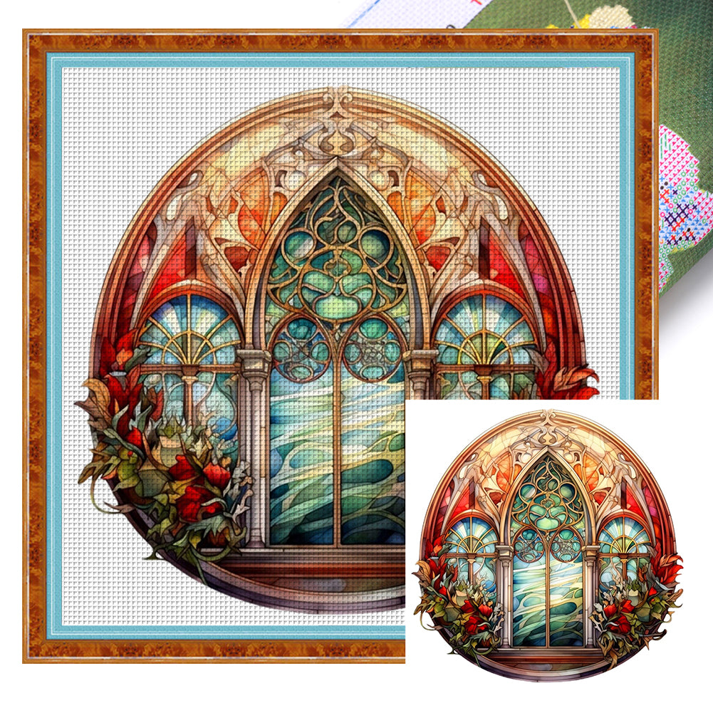 Window Grille-Christmas Elements (40*40CM) 14CT 2 Stamped Cross Stitch