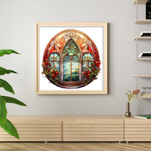 Window Grille-Christmas Elements (40*40CM) 14CT 2 Stamped Cross Stitch