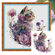 Load image into Gallery viewer, Flowers Cats (40*40CM) 16CT 2 Stamped Cross Stitch
