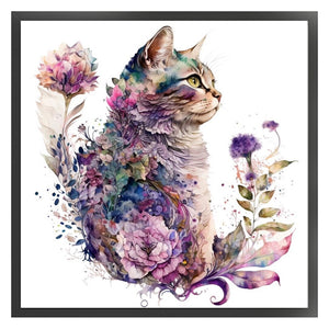 Flowers Cats (40*40CM) 16CT 2 Stamped Cross Stitch
