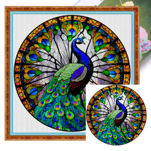 Load image into Gallery viewer, Stain Glass Peacock (25*25CM) 18CT 2 Stamped Cross Stitch
