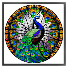 Load image into Gallery viewer, Stain Glass Peacock (25*25CM) 18CT 2 Stamped Cross Stitch
