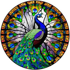 Stain Glass Peacock (25*25CM) 18CT 2 Stamped Cross Stitch