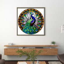 Load image into Gallery viewer, Stain Glass Peacock (25*25CM) 18CT 2 Stamped Cross Stitch
