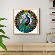 Load image into Gallery viewer, Stain Glass Peacock (25*25CM) 18CT 2 Stamped Cross Stitch
