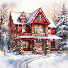 Load image into Gallery viewer, Christmas Red House In The Snow 40*40CM(Canvas) Full Round Drill Diamond Painting
