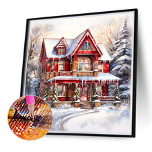 Load image into Gallery viewer, Christmas Red House In The Snow 40*40CM(Canvas) Full Round Drill Diamond Painting
