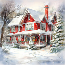 Load image into Gallery viewer, Christmas Red House In The Snow 40*40CM(Canvas) Full Round Drill Diamond Painting
