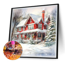 Load image into Gallery viewer, Christmas Red House In The Snow 40*40CM(Canvas) Full Round Drill Diamond Painting
