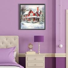 Load image into Gallery viewer, Christmas Red House In The Snow 40*40CM(Canvas) Full Round Drill Diamond Painting
