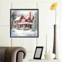 Load image into Gallery viewer, Christmas Red House In The Snow 40*40CM(Canvas) Full Round Drill Diamond Painting
