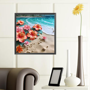 Clean Beach Flowers 40*40CM(Canvas) Full Round Drill Diamond Painting