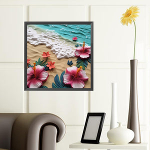 Clean Beach Flowers 40*40CM(Canvas) Full Round Drill Diamond Painting