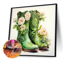 Load image into Gallery viewer, Green Boots With Flowers 40*40CM(Canvas) Full Round Drill Diamond Painting
