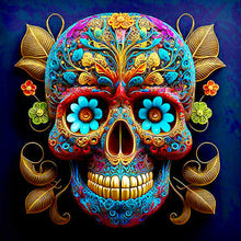 Load image into Gallery viewer, Blue Flower Vein Skull Girl 40*40CM(Canvas) Full Round Drill Diamond Painting
