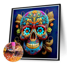 Load image into Gallery viewer, Blue Flower Vein Skull Girl 40*40CM(Canvas) Full Round Drill Diamond Painting
