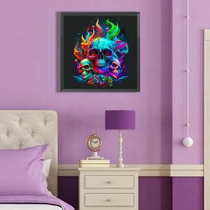 Fire Of Life Skull Girl 40*40CM(Canvas) Full Round Drill Diamond Painting