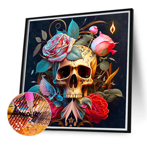 Rose Skull Girl 40*40CM(Canvas) Full Round Drill Diamond Painting