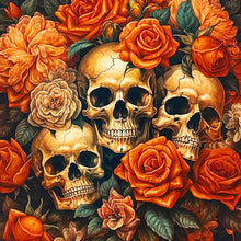 Load image into Gallery viewer, Skull Among Flowers Girl 40*40CM(Canvas) Full Round Drill Diamond Painting
