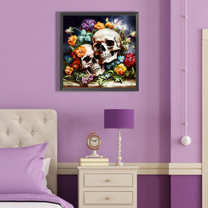 Bouquet Skull Girl 40*40CM(Canvas) Full Round Drill Diamond Painting