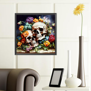 Bouquet Skull Girl 40*40CM(Canvas) Full Round Drill Diamond Painting