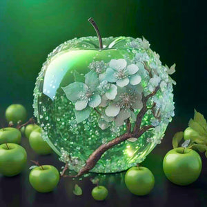Green Crystal Flower Apple¡¤Christmas Eve 40*40CM(Canvas) Full Round Drill Diamond Painting