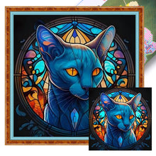 Load image into Gallery viewer, Stain Glass Cat (40*40CM) 11CT 3 Stamped Cross Stitch
