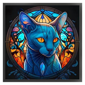 Stain Glass Cat (40*40CM) 11CT 3 Stamped Cross Stitch