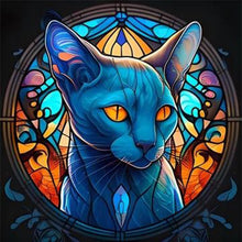 Load image into Gallery viewer, Stain Glass Cat (40*40CM) 11CT 3 Stamped Cross Stitch
