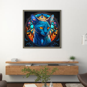 Stain Glass Cat (40*40CM) 11CT 3 Stamped Cross Stitch