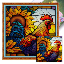 Load image into Gallery viewer, Stain Glass Cock (40*40CM) 11CT 3 Stamped Cross Stitch
